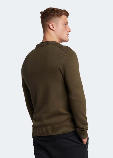 Lyle & Scott Truien Shoulder detail crew neck knit jumper - olive