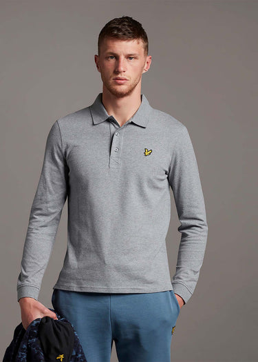 Lyle & Scott Longsleeve Polo's LS polo shirt - mid grey marl