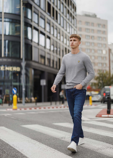 Lyle & Scott Truien Merino crew jumper - mid grey marl