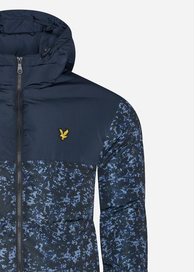 Lyle & Scott Jassen Earth print wadded jacket - dark navy