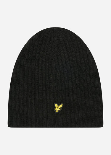 Lyle & Scott Mutsen  Knitted ribbed beanie - true black