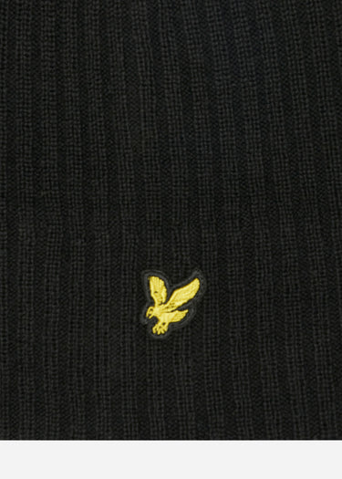 Lyle & Scott Mutsen  Knitted ribbed beanie - true black