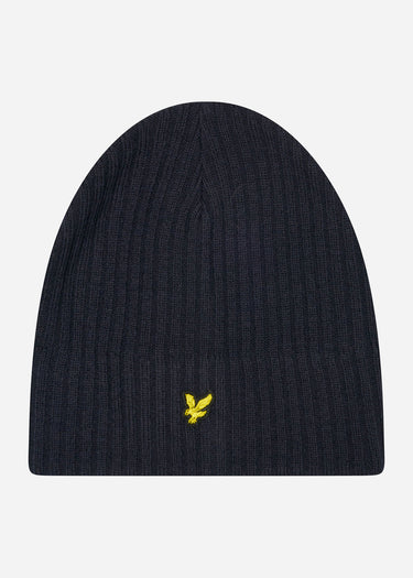 Lyle & Scott Mutsen  Knitted ribbed beanie - dark navy