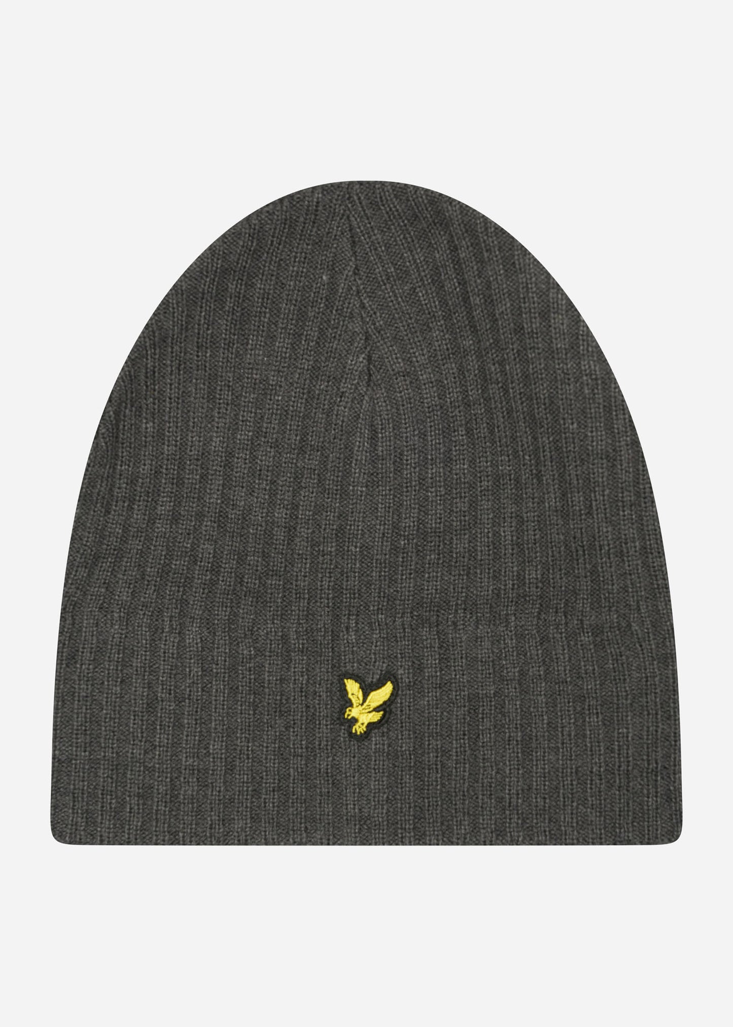Lyle & Scott Mutsen Knitted ribbed beanie - mid grey marl