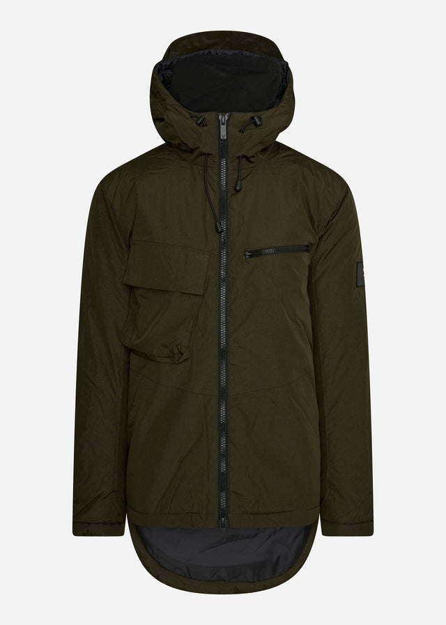 Lyle & Scott Jassen Wadded dual pocket jacket with face guard - olive