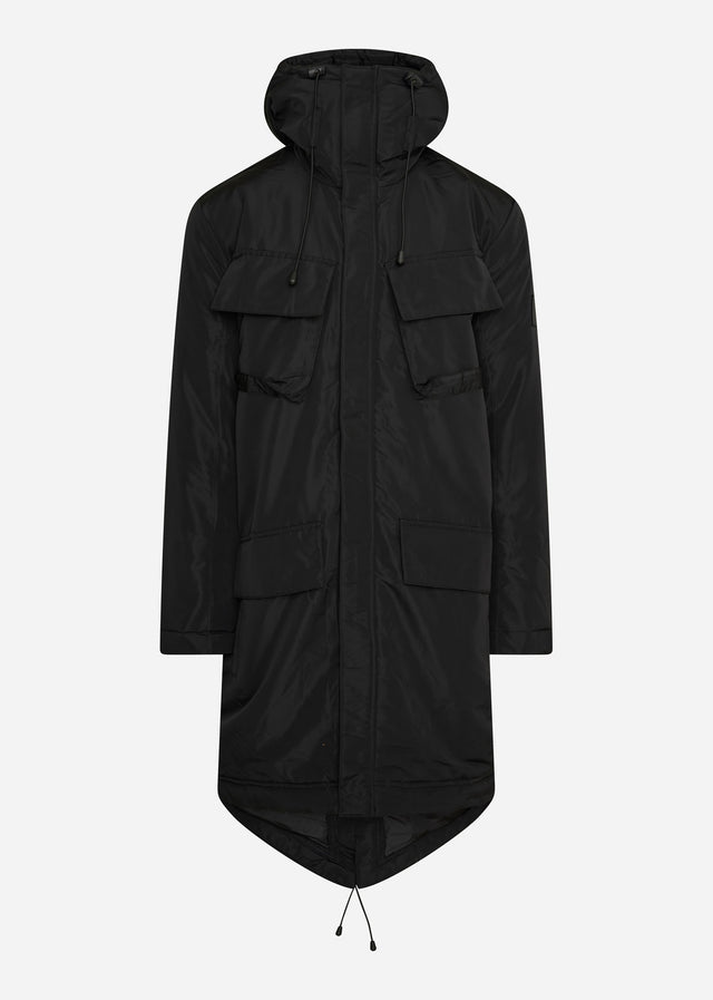 Lyle & Scott Jassen Longline dual pocket parka - jet black