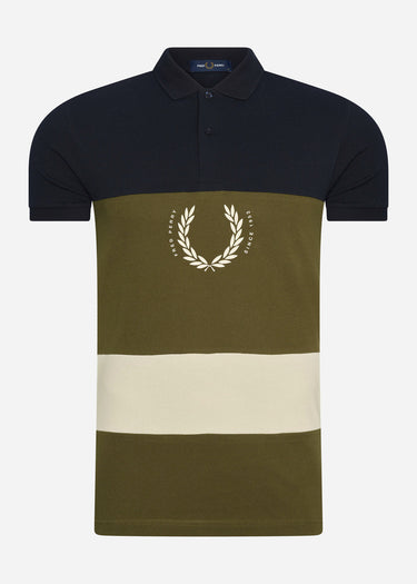 Fred Perry Polo's Printed colour block poloshirt - navy