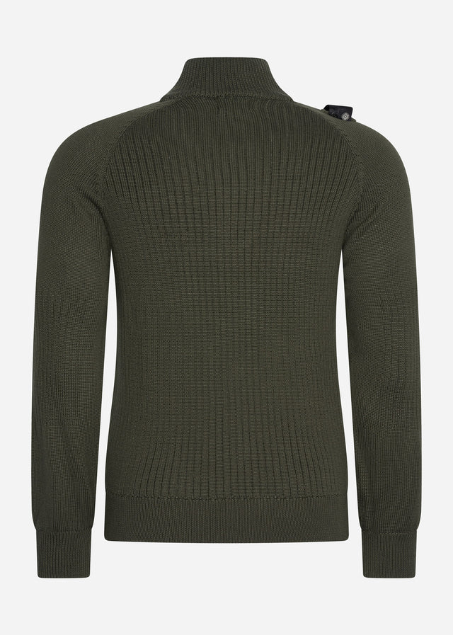 MA.Strum Truien Quarter zip knit - oil slick