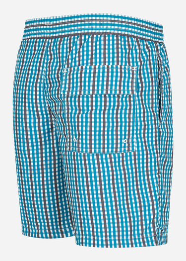 Lyle & Scott Zwembroeken Gingham swim shorts - barrack blue