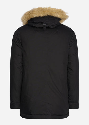 Lyle & Scott Jassen Winter weight micro fleece lined parka - jet black