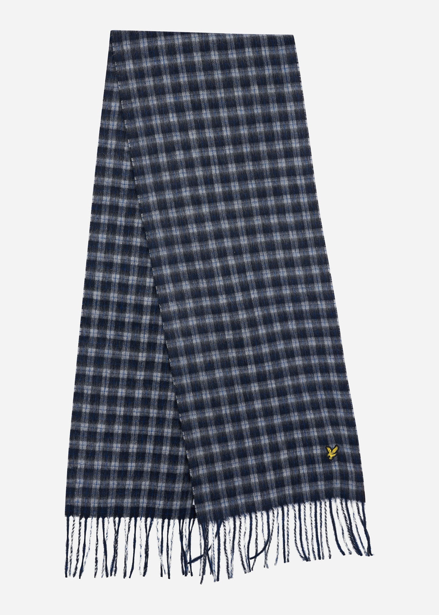 Lyle & Scott Sjaals Tartan lambswool scarf - dark navy away blue bright blue