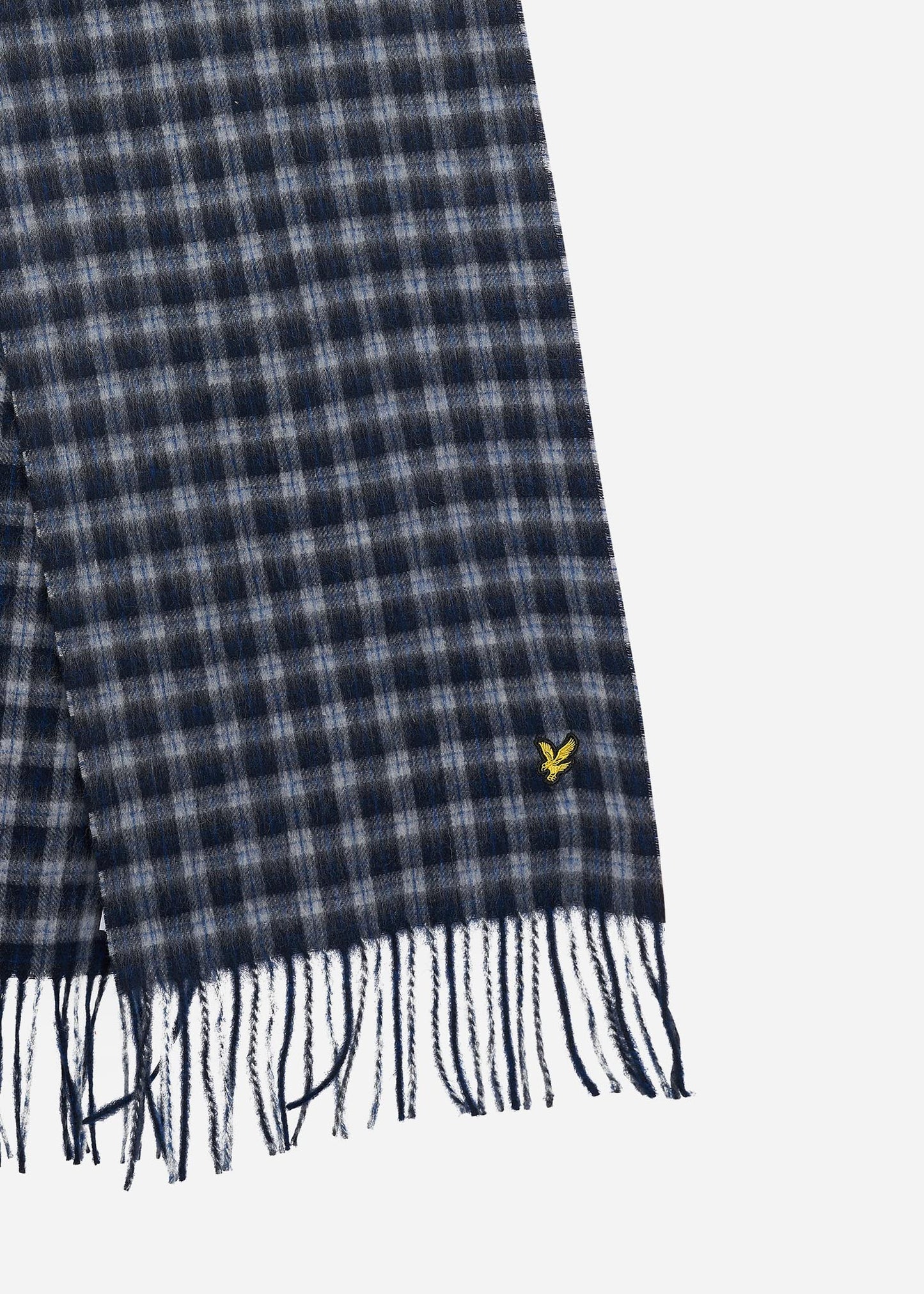 Lyle & Scott Sjaals Tartan lambswool scarf - dark navy away blue bright blue
