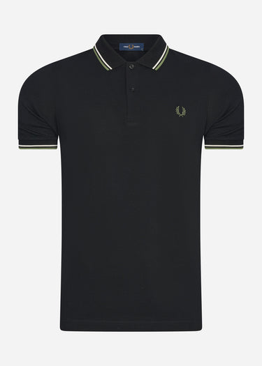 Fred Perry Polo's Twin tipped fred perry shirt - black ecru pistachio