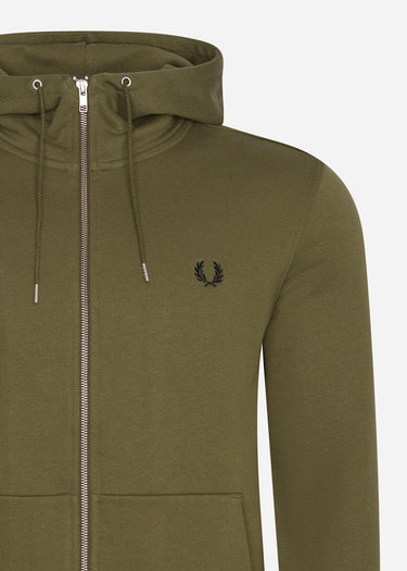 Fred Perry Vesten Hooded zip through sweatshirt - military green