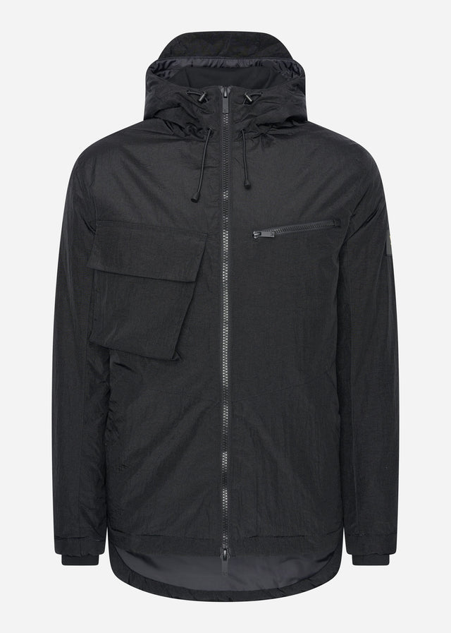 Lyle & Scott Jassen Wadded dual pocket jacket with face guard - jet black