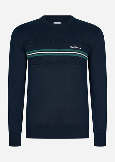 Ben Sherman Truien Chest stripe crew - dark navy