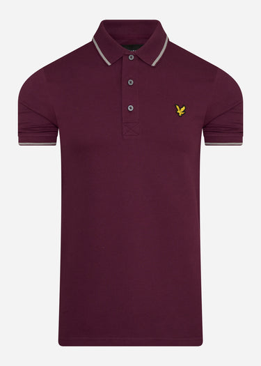 Lyle & Scott Polo's Tipped polo shirt - burgundy mid grey marl