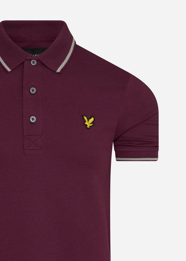 Lyle & Scott Polo's Tipped polo shirt - burgundy mid grey marl