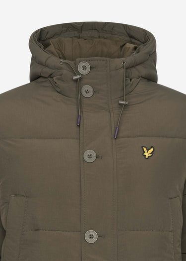 Lyle & Scott Jassen Heavyweight longline puffer jacket - olive