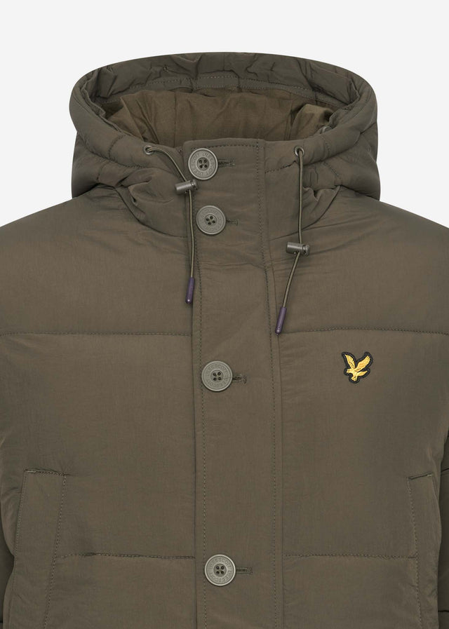 Lyle & Scott Jassen Heavyweight longline puffer jacket - olive