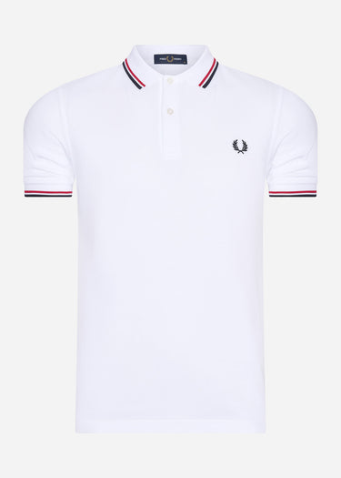 Fred Perry Polo's Twin tipped fred perry shirt - white bright red navy