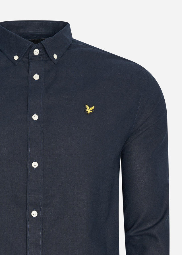 Lyle & Scott Overhemden Cotton linen shirt - dark navy