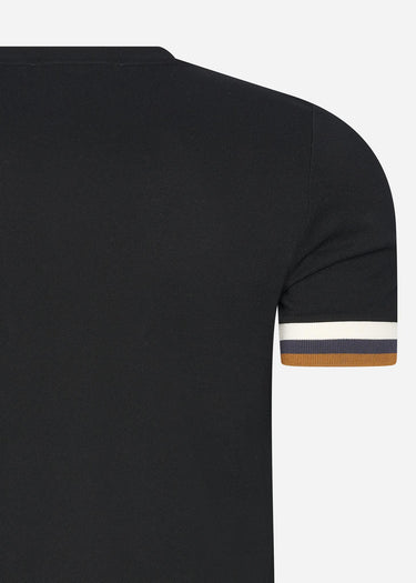 Fred Perry T-shirts Striped cuff pique t-shirt - black