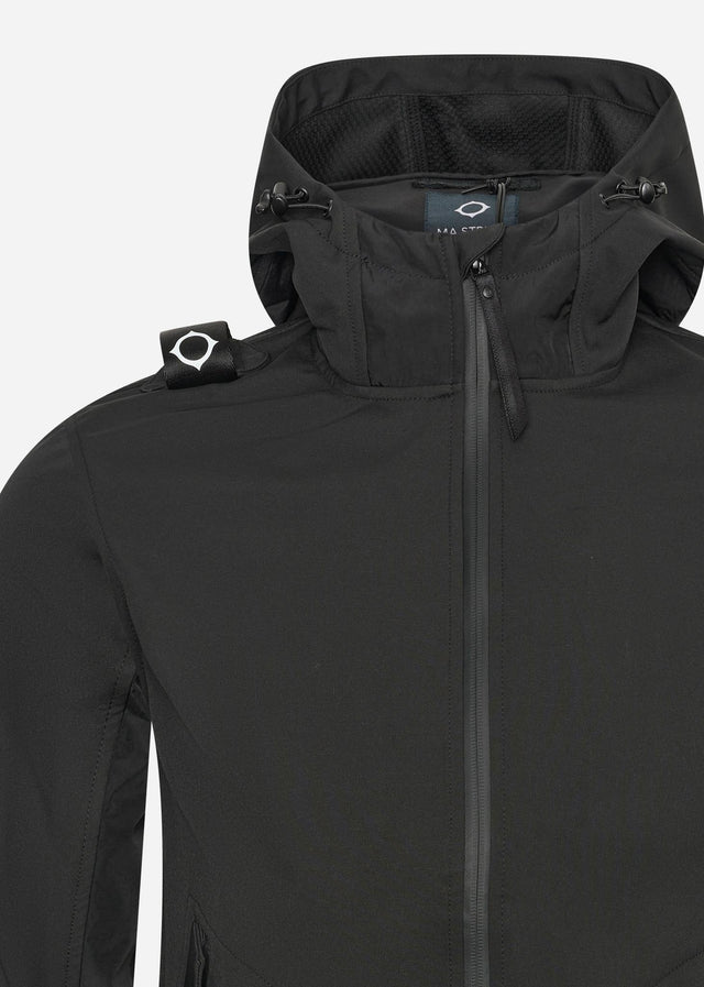 MA.Strum Jassen Softshell full zip hooded jacket - jet black