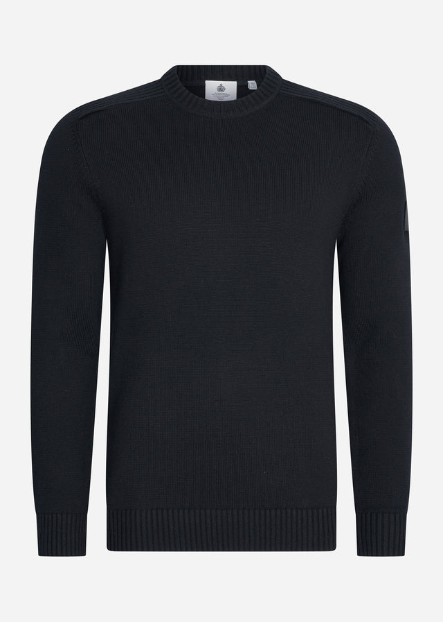 Lyle & Scott Truien Shoulder detail crew neck knit jumper - jet black