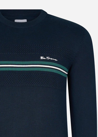 Ben Sherman Truien Chest stripe crew - dark navy
