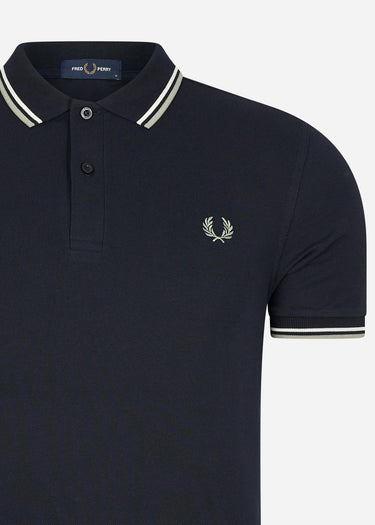 Fred Perry Polo's Twin tipped fred perry shirt - navy snow white seagrass