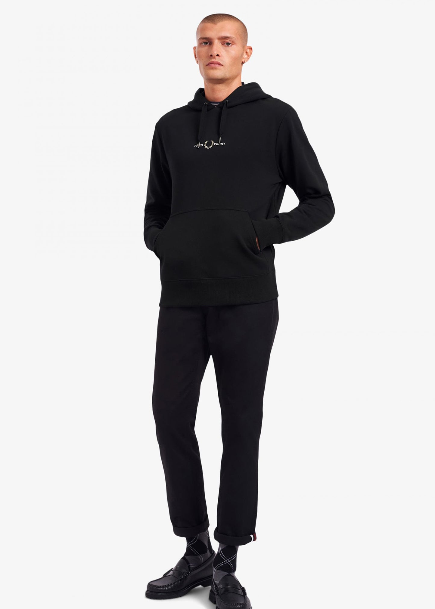 Fred Perry Hoodies Embroidered hooded sweatshirt - black