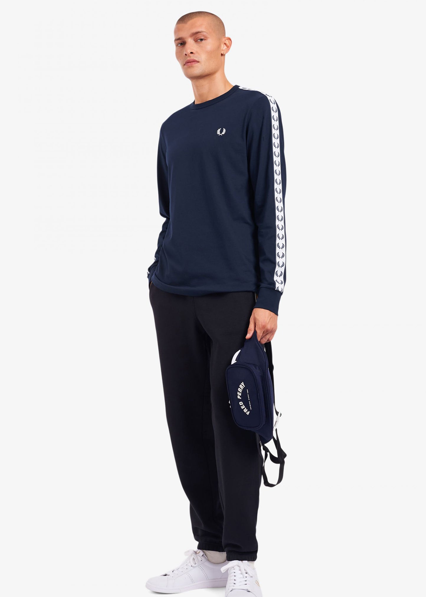 Fred Perry Longsleeve Tees Taped longsleeve tee - carbon blue