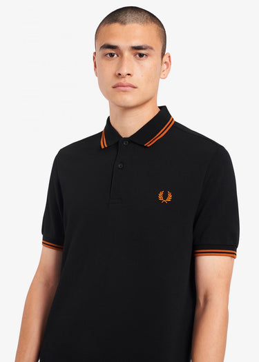 Fred Perry Polo's Twin tipped polo - black rust
