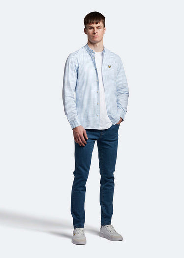 Lyle & Scott Overhemden LS slim fit gingham shirt - light blue white