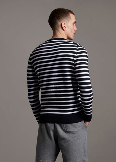 Lyle & Scott Truien Breton stripe jumper - dark navy