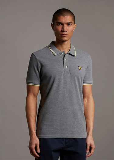 Lyle & Scott Polo's Tipped polo shirt - mid grey marl lemon