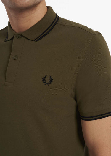 Fred Perry Polo's Twin tipped fred perry shirt - uniform green black