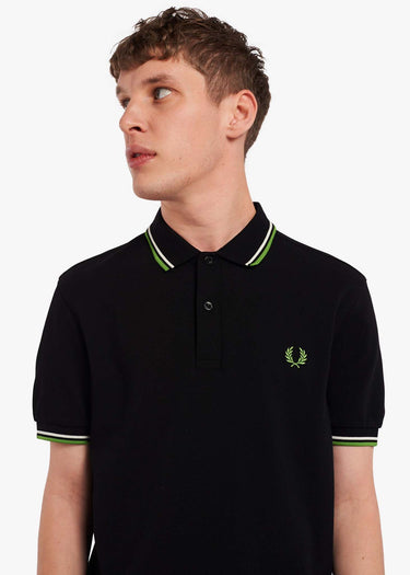 Fred Perry Polo's Twin tipped fred perry shirt - black ecru kiwi