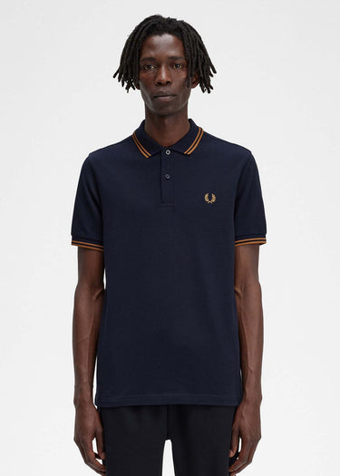 Fred Perry Polo's Twin tipped fred perry shirt - navy dark caramel