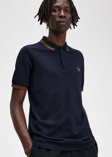 Fred Perry Polo's Twin tipped fred perry shirt - navy dark caramel