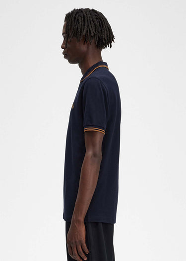Fred Perry Polo's Twin tipped fred perry shirt - navy dark caramel