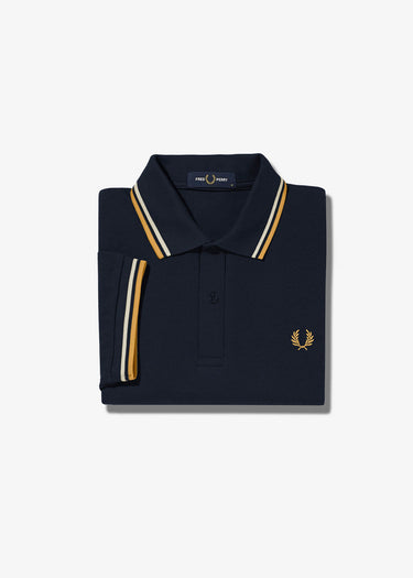 Fred Perry Polo's Twin tipped fred perry shirt - navy ecru golden hour