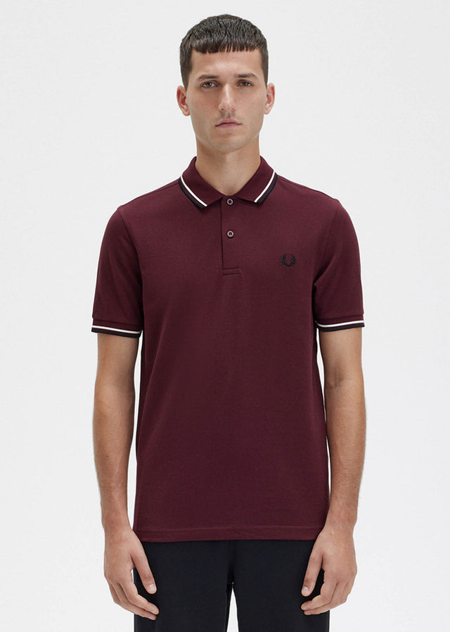 Fred Perry Polo's Twin tipped fred perry shirt - oxblood ecru black