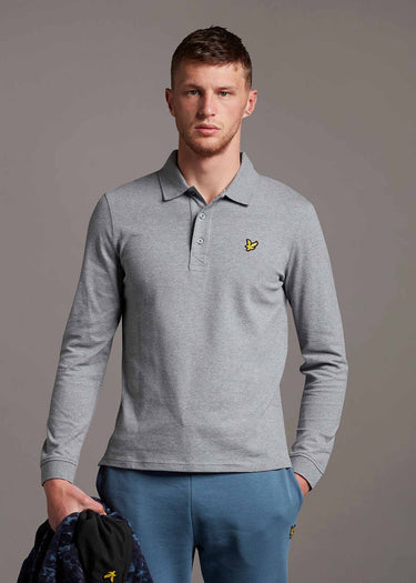 Lyle & Scott Longsleeve Polo's LS polo shirt - mid grey marl