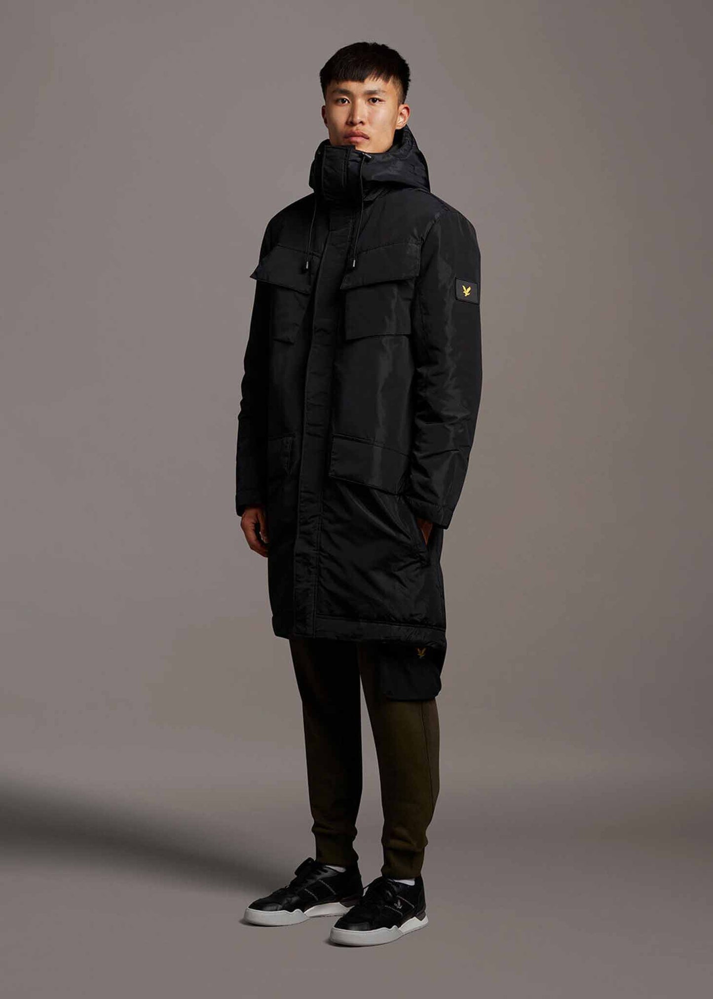 Lyle & Scott Jassen Longline dual pocket parka - jet black