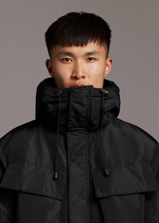 Lyle & Scott Jassen Longline dual pocket parka - jet black