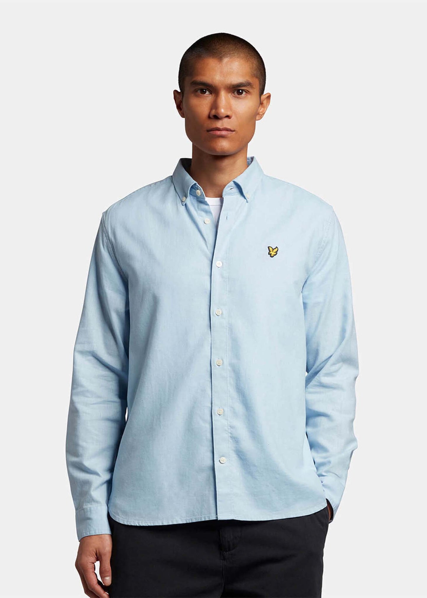 Lyle & Scott Overhemden Cotton linen shirt - light blue