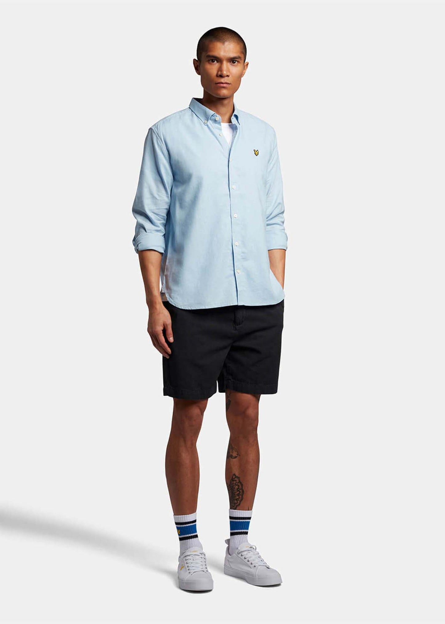 Lyle & Scott Overhemden Cotton linen shirt - light blue