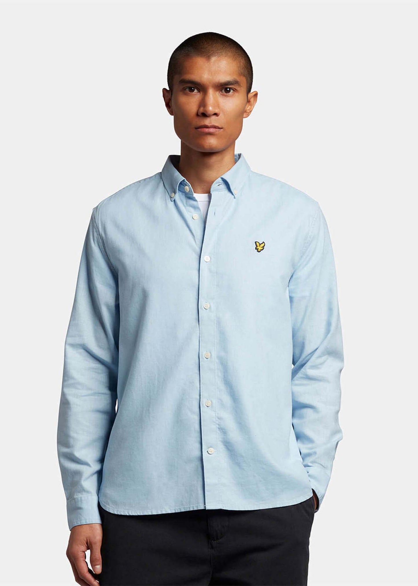 Lyle & Scott Overhemden Cotton linen shirt - light blue